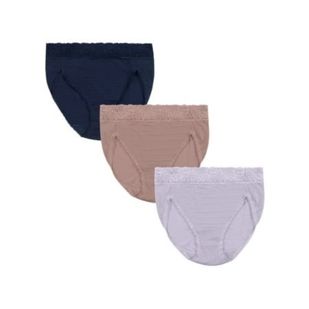 Vanity Fair Radiant Collection Light & Luxe 3-Pack Hi-Cut Lace Panties S/5 Navy